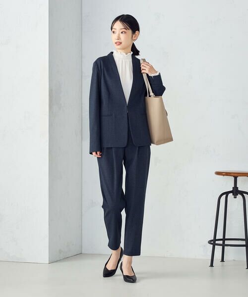 COMME CA ISM / コムサイズム セットアップ | 【ウォッシャブル】メランジジャージ＆ナイロンレーヨンポンチ　ノーカラージャケット | 詳細8