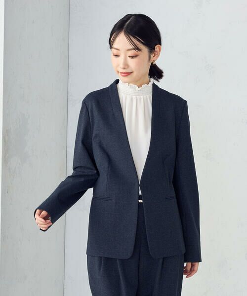 COMME CA ISM / コムサイズム セットアップ | 【ウォッシャブル】メランジジャージ＆ナイロンレーヨンポンチ　ノーカラージャケット | 詳細9