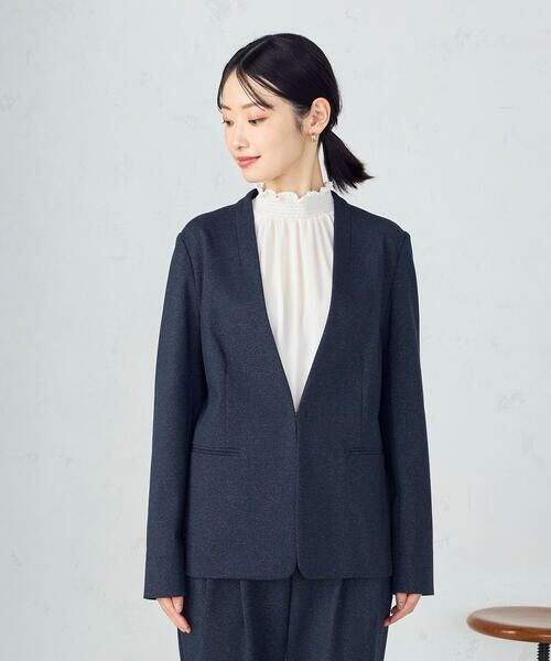 COMME CA ISM / コムサイズム セットアップ | 【ウォッシャブル】メランジジャージ＆ナイロンレーヨンポンチ　ノーカラージャケット | 詳細10