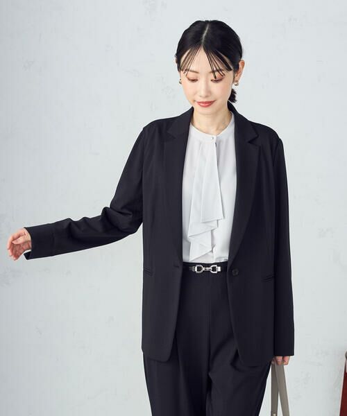 COMME CA ISM / コムサイズム セットアップ | 【ウォッシャブル】メランジジャージ&ナイロンレーヨンポンチ テーラードジャケット | 詳細4