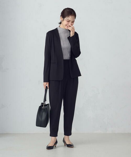 COMME CA ISM / コムサイズム セットアップ | 【ウォッシャブル】メランジジャージ＆ナイロンレーヨンポンチ　テーパードパンツ | 詳細1