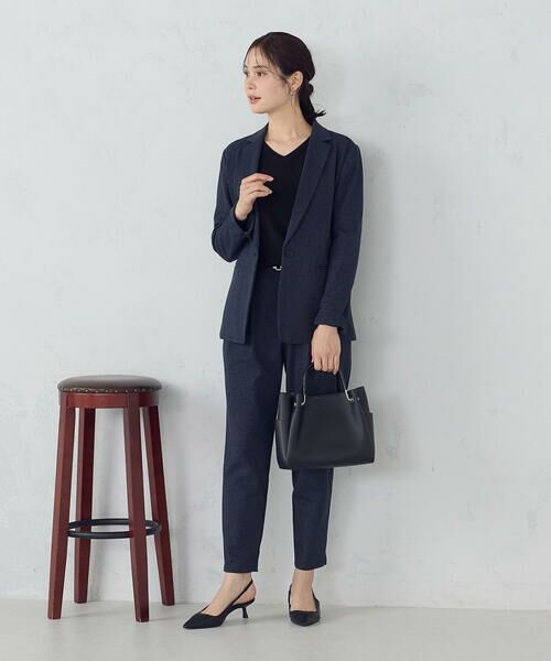 COMME CA ISM / コムサイズム セットアップ | 【ウォッシャブル】メランジジャージ＆ナイロンレーヨンポンチ　テーパードパンツ | 詳細6