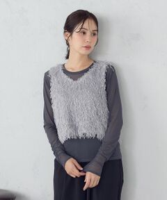 COMME CA ISM / コムサイズム ベスト | 【セットアイテム】フリンジベスト＋シアーインナー