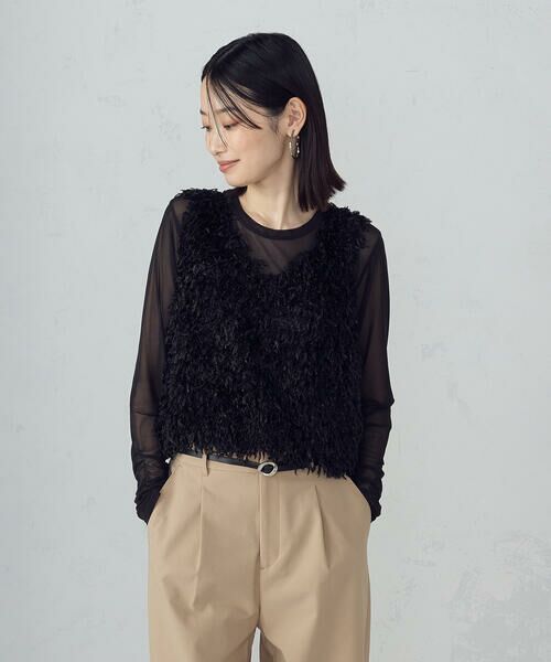 COMME CA ISM / コムサイズム ベスト | 【セットアイテム】フリンジベスト+シアーインナー | 詳細7