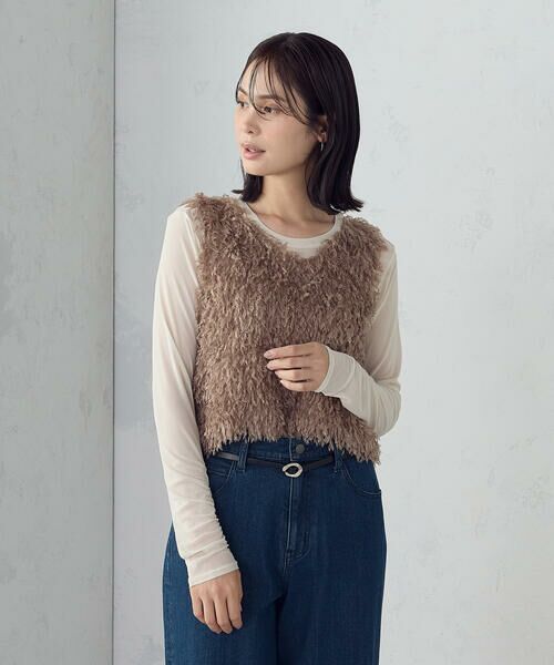 COMME CA ISM / コムサイズム ベスト | 【セットアイテム】フリンジベスト+シアーインナー | 詳細12