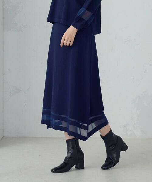 COMME CA ISM / コムサイズム ロング・マキシ丈スカート | シアー切り替えスカート / セットアップ対応 | 詳細7
