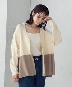 COMME CA ISM / コムサイズム カーディガン・ボレロ | バイカラー ポンチョカーディガン