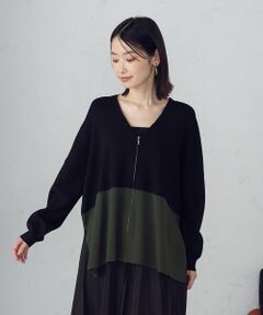 COMME CA ISM / コムサイズム カーディガン・ボレロ | バイカラー ポンチョカーディガン