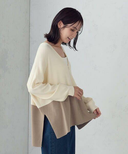 COMME CA ISM / コムサイズム カーディガン・ボレロ | バイカラー ポンチョカーディガン | 詳細4
