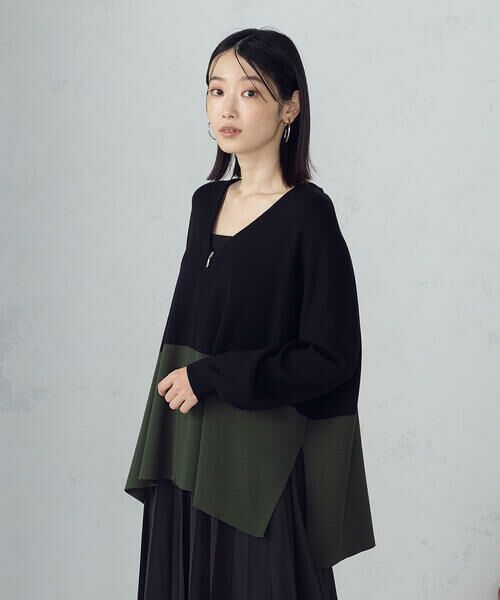 COMME CA ISM / コムサイズム カーディガン・ボレロ | バイカラー ポンチョカーディガン | 詳細8
