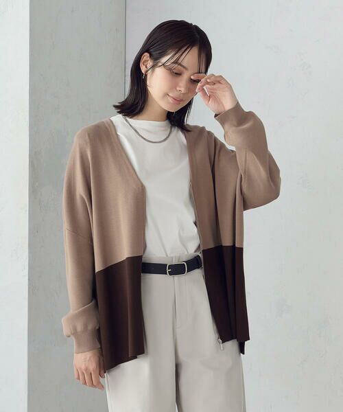 COMME CA ISM / コムサイズム カーディガン・ボレロ | バイカラー ポンチョカーディガン | 詳細12