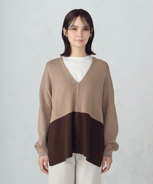 COMME CA ISM / コムサイズム カーディガン・ボレロ | バイカラー ポンチョカーディガン | 詳細13