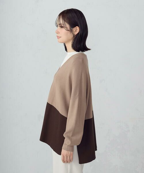 COMME CA ISM / コムサイズム カーディガン・ボレロ | バイカラー ポンチョカーディガン | 詳細14