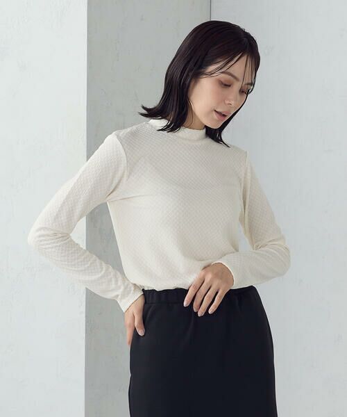 COMME CA ISM / コムサイズム カットソー | プチハイネック ロングTシャツ(アイボリー)