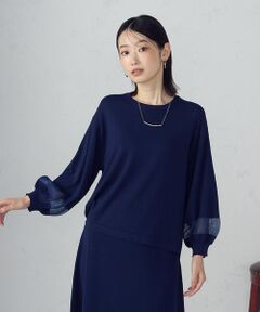 COMME CA ISM / コムサイズム ニット・セーター | シアー切り替え７分袖ニット / セットアップ対応