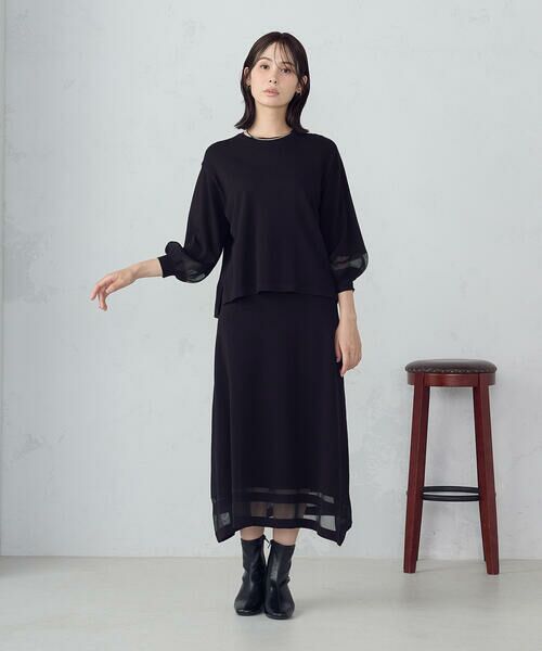 COMME CA ISM / コムサイズム ニット・セーター | シアー切り替え７分袖ニット / セットアップ対応 | 詳細2