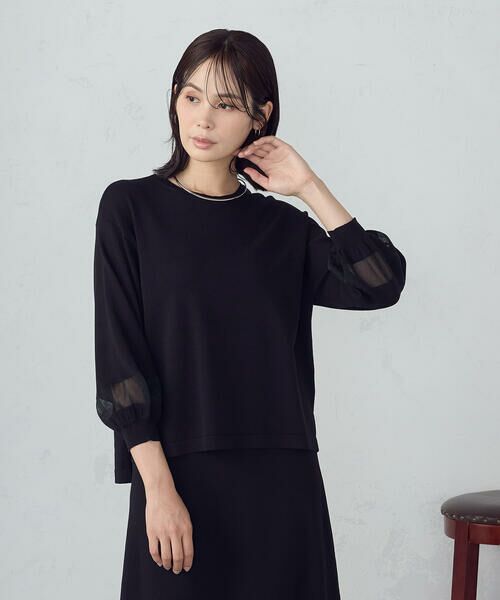 COMME CA ISM / コムサイズム ニット・セーター | シアー切り替え７分袖ニット / セットアップ対応 | 詳細3