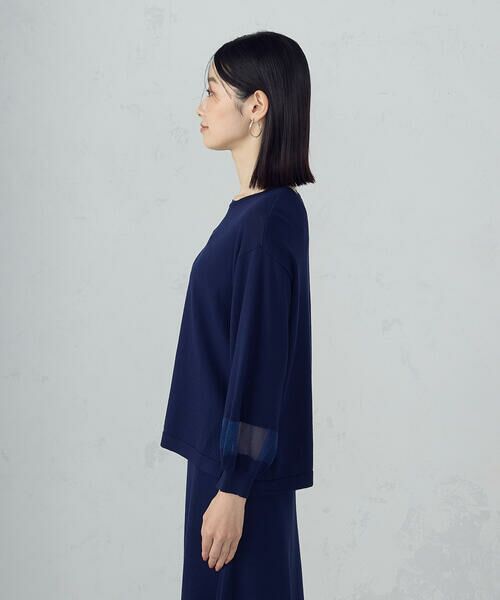 COMME CA ISM / コムサイズム ニット・セーター | シアー切り替え７分袖ニット / セットアップ対応 | 詳細15