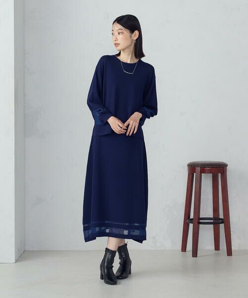 COMME CA ISM / コムサイズム ニット・セーター | シアー切り替え７分袖ニット / セットアップ対応 | 詳細11