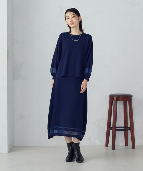 COMME CA ISM / コムサイズム ニット・セーター | シアー切り替え７分袖ニット / セットアップ対応 | 詳細12