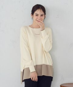 COMME CA ISM / コムサイズム ニット・セーター | バイカラー クルーネックポンチョニット