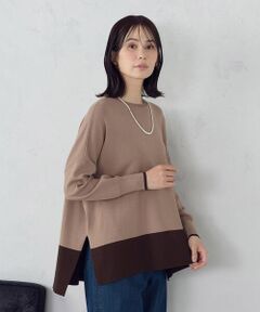 COMME CA ISM / コムサイズム ニット・セーター | バイカラー クルーネックポンチョニット