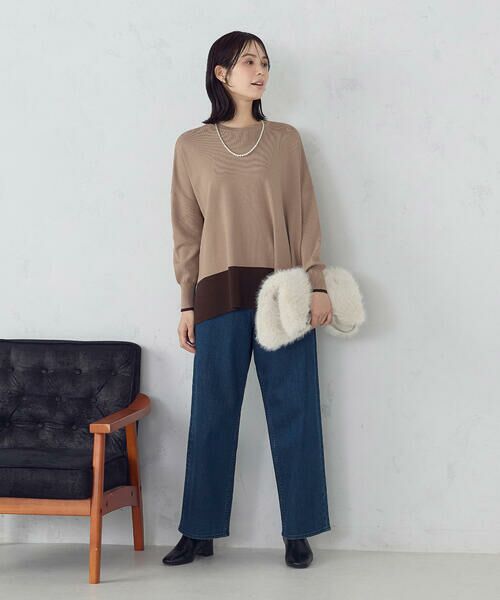 COMME CA ISM / コムサイズム ニット・セーター | バイカラー クルーネックポンチョニット | 詳細10