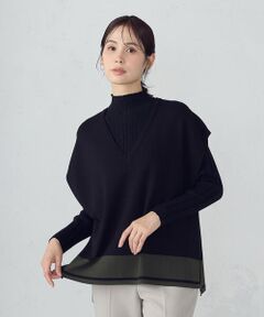 COMME CA ISM / コムサイズム ベスト | バイカラー オーバーサイズベスト