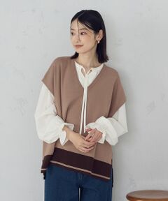 COMME CA ISM / コムサイズム ベスト | バイカラー オーバーサイズベスト