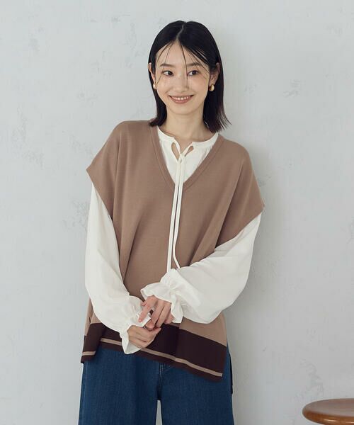 COMME CA ISM / コムサイズム ベスト | バイカラー オーバーサイズベスト | 詳細20