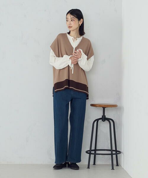 COMME CA ISM / コムサイズム ベスト | バイカラー オーバーサイズベスト | 詳細17