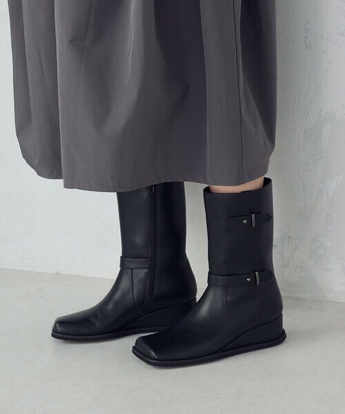 COMME CA ISM/コムサイズム ミドル丈 バイカーブーツ ブラック 22.5cm COMME CA ISM/コムサイズム ミドル丈 バイカーブーツ ブラック 22.5cm