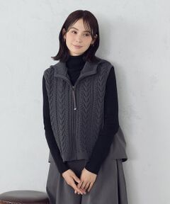 COMME CA ISM / コムサイズム ベスト | ケーブルニット×タフタジレ