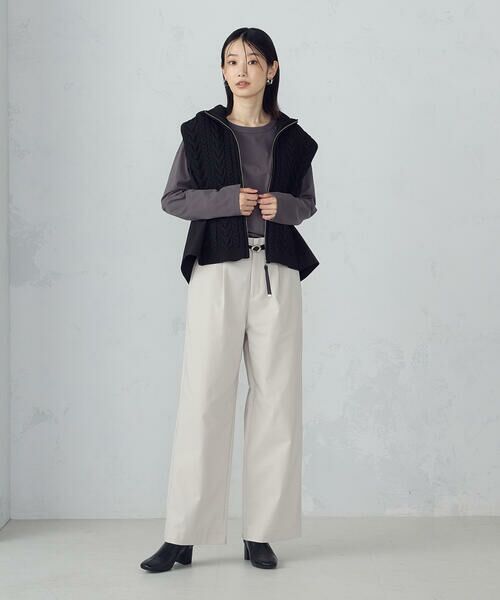 COMME CA ISM / コムサイズム ベスト | ケーブルニット×タフタジレ | 詳細10