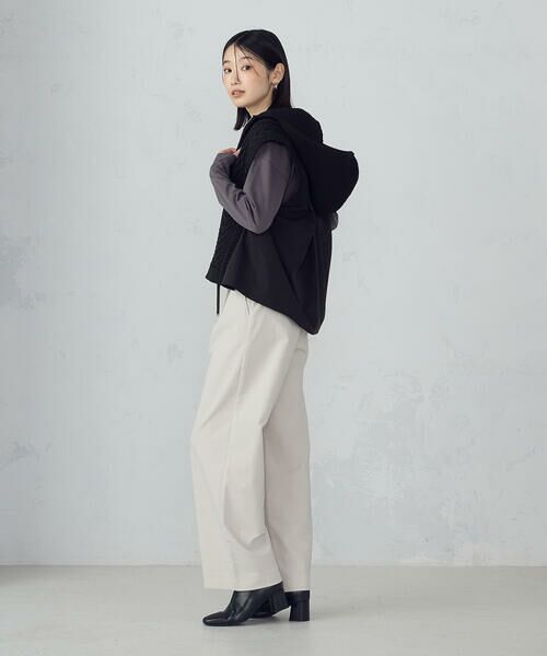 COMME CA ISM / コムサイズム ベスト | ケーブルニット×タフタジレ | 詳細11