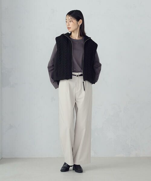 COMME CA ISM / コムサイズム ベスト | ケーブルニット×タフタジレ | 詳細12