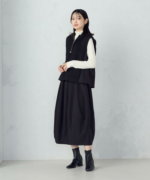 COMME CA ISM / コムサイズム ベスト | ケーブルニット×タフタジレ | 詳細2