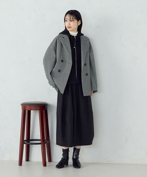 COMME CA ISM / コムサイズム ベスト | ケーブルニット×タフタジレ | 詳細5