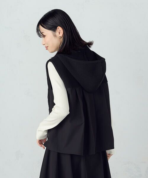 COMME CA ISM / コムサイズム ベスト | ケーブルニット×タフタジレ | 詳細8