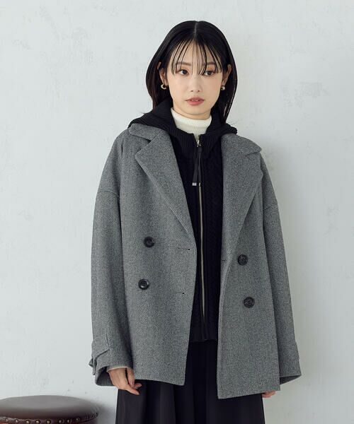 COMME CA ISM / コムサイズム ベスト | ケーブルニット×タフタジレ | 詳細9