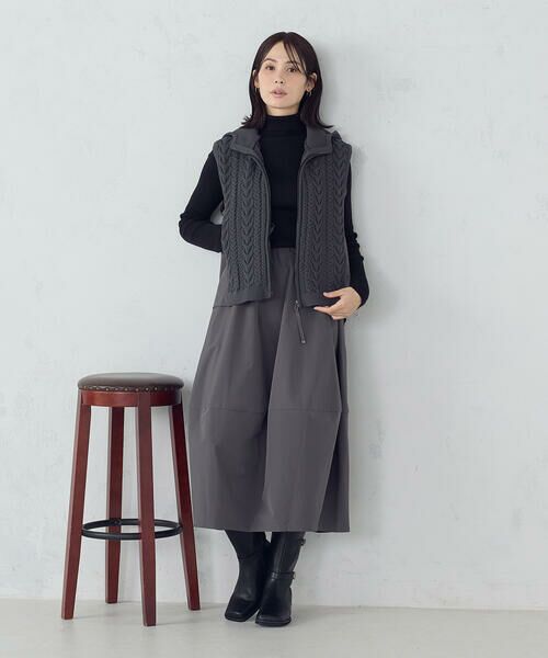 COMME CA ISM / コムサイズム ベスト | ケーブルニット×タフタジレ | 詳細17