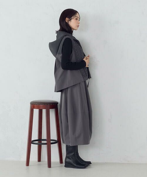 COMME CA ISM / コムサイズム ベスト | ケーブルニット×タフタジレ | 詳細18