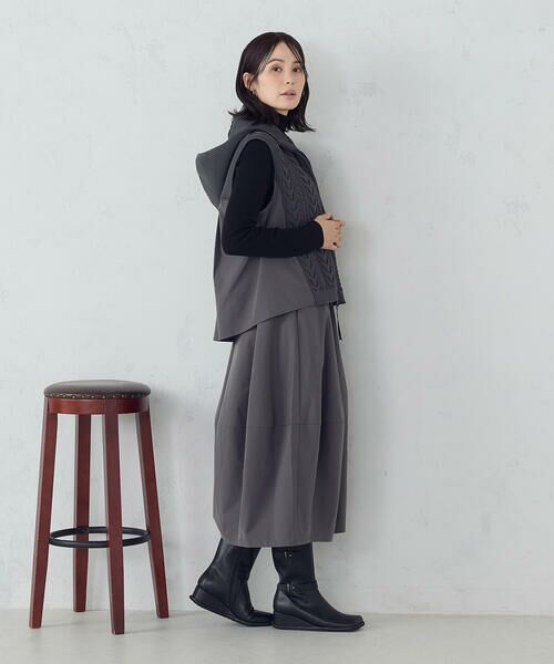 COMME CA ISM / コムサイズム ベスト | ケーブルニット×タフタジレ | 詳細19