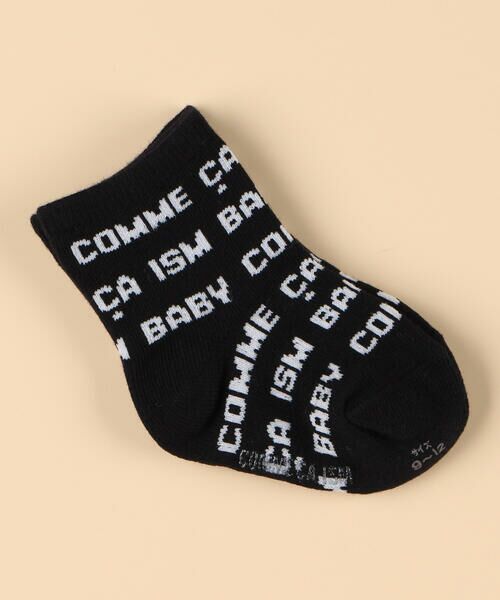 COMME CA ISM/コムサイズム ロゴ総柄ソックス ブラック×ホワイト 9〜12cm COMME CA ISM/コムサイズム ロゴ総柄ソックス ブラック×ホワイト 9〜12cm