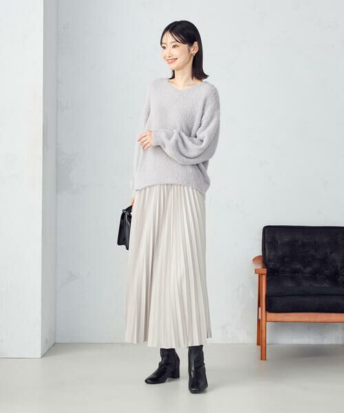 COMME CA ISM / コムサイズム ロング・マキシ丈スカート | エンボス加工プリーツスカート | 詳細13