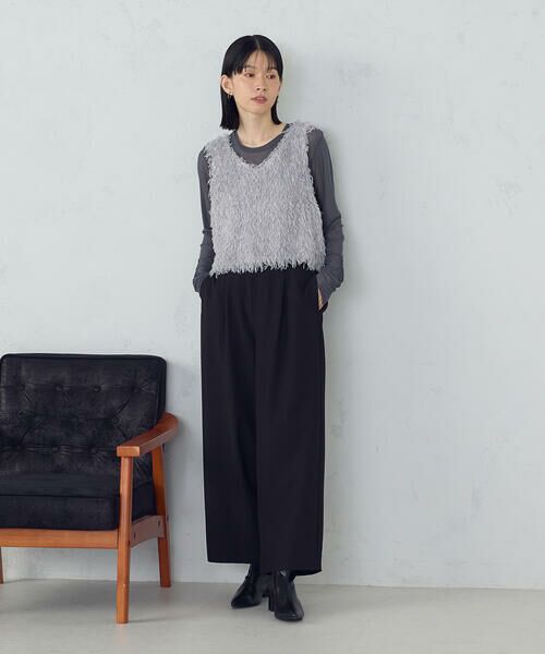 COMME CA ISM / コムサイズム その他パンツ | 【美しいベーシックパンツ】ポリエステルレーヨンストレッチ ワイドパンツ | 詳細1