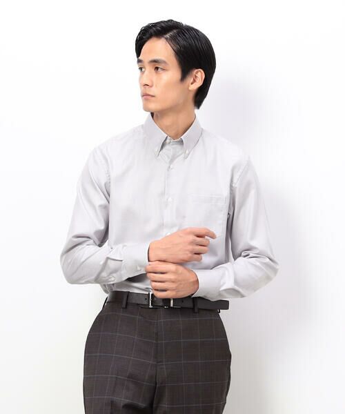 COMME CA ISM / コムサイズム シャツ・ブラウス | コンパクト千鳥柄 釦ダウンドレスシャツ | 詳細3