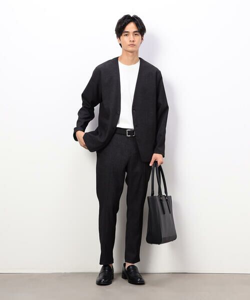 COMME CA ISM / コムサイズム ノーカラージャケット | 【セットアップ対応】デニムライクストレッチ ノーカラージャケット | 詳細1