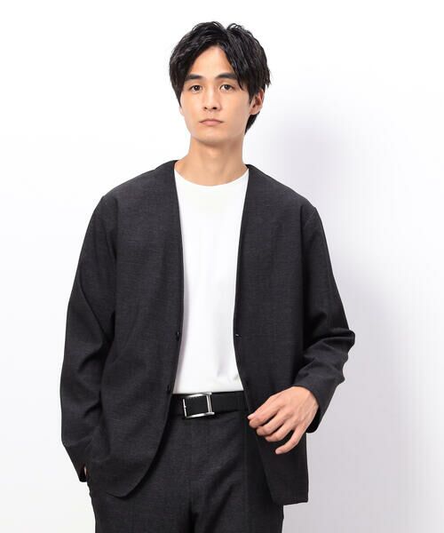 COMME CA ISM / コムサイズム ノーカラージャケット | 【セットアップ対応】デニムライクストレッチ ノーカラージャケット | 詳細3