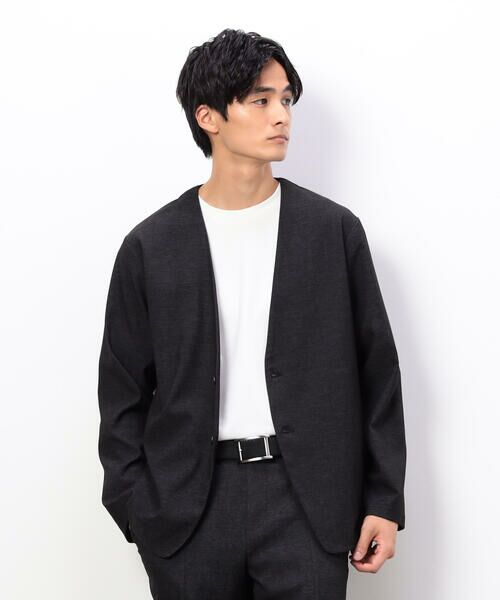 COMME CA ISM / コムサイズム ノーカラージャケット | 【セットアップ対応】デニムライクストレッチ ノーカラージャケット | 詳細4